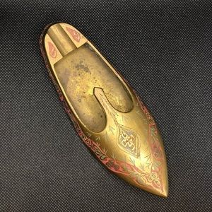 Antique East Indian Metal Brass Slipper Ashtray